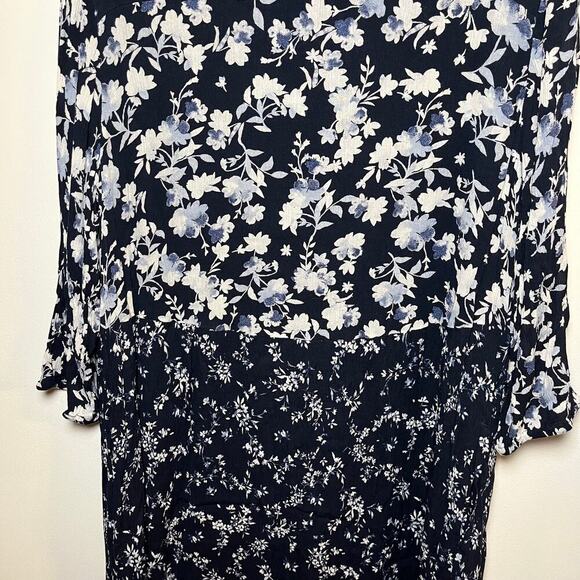 J Jill Floral Midi Dress Blue White Size XL Peasant Cottage Boho Feminine Casual - Picture 10 of 10